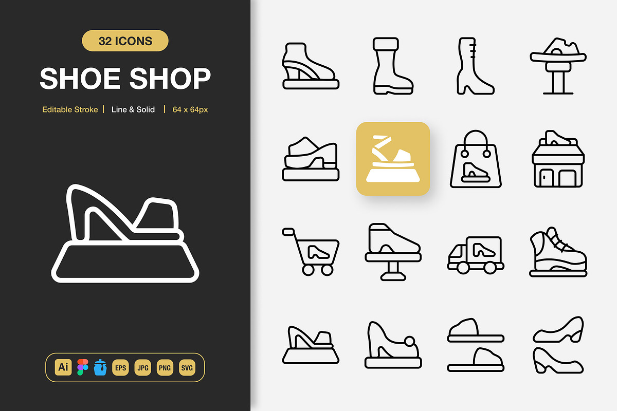 Shoe Shop Icons, an Icon by Spacepixel Creative (Photo 1 of 3)