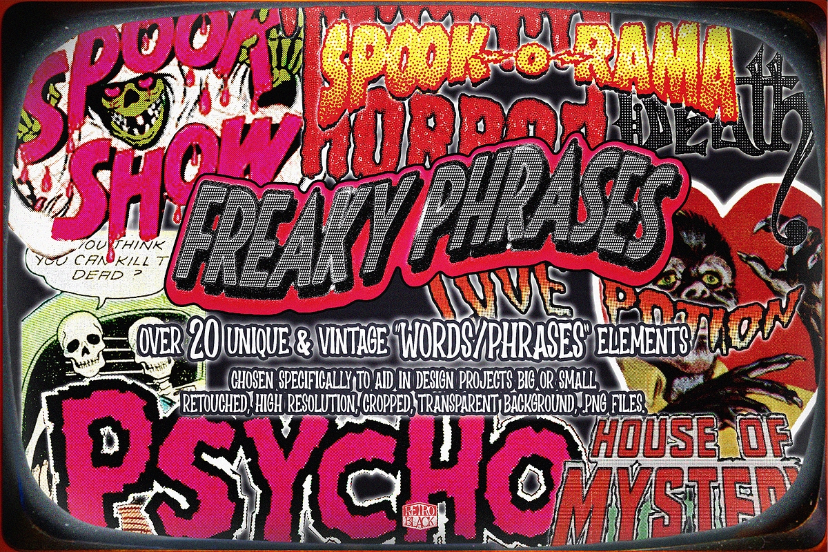 Retro Halloween Horror Collage Pack, an Object Graphic by Retro Black Studio (Photo 4 of 19)