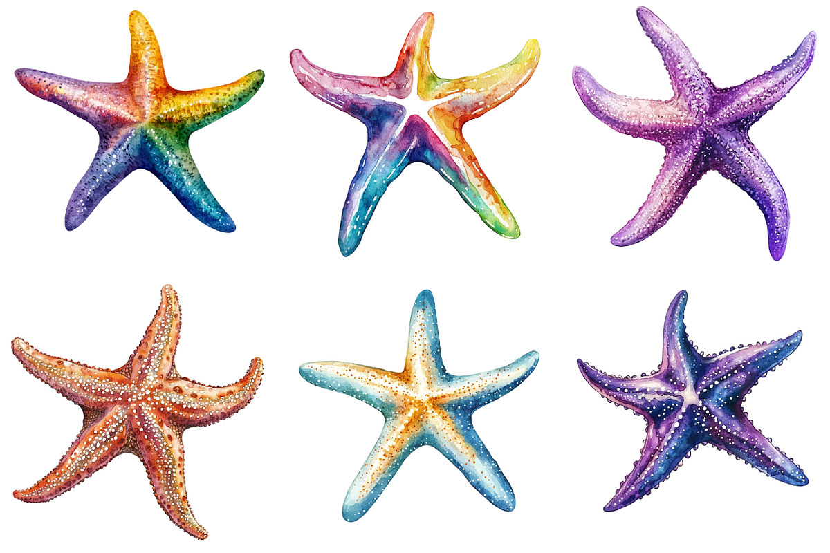 Starfish Watercolor Clipart Bundle, an Illustration by Pixels.Craft (Photo 7 of 8)