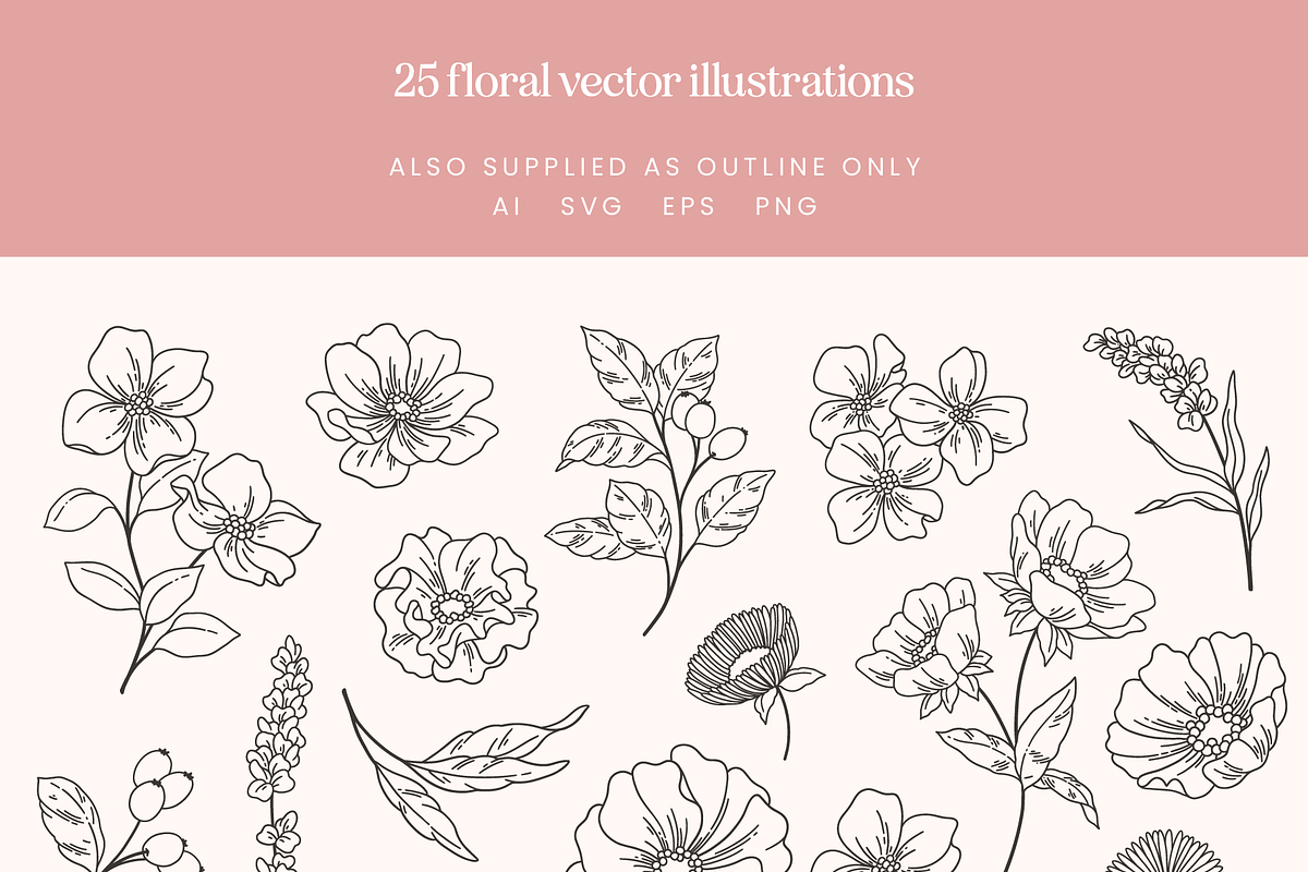 Garden Floral Vector Illustrations, a Decorative Illustration by Emma Webb Studio (Photo 5 of 9)