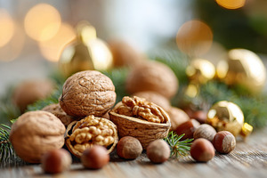 Festive walnuts and hazelnuts for Christmas decoration, a Food & Drink Photo by AlyaAnd