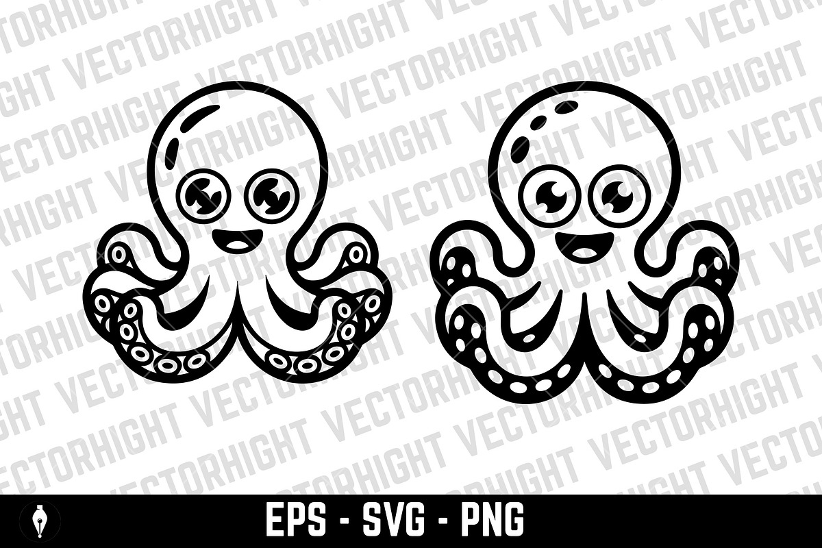 An adorable octopus, an Animal Illustration by Vectorhight (Photo 2 of 3)