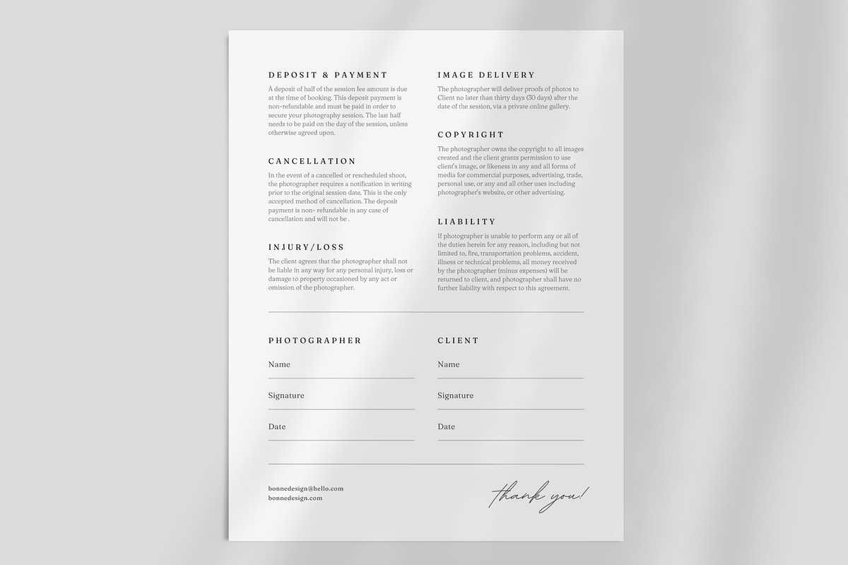 Wedding Photography Contract Canva, a Marketing Template by frommakertomaker (Photo 3 of 6)