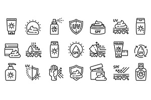 Cosmetic sun icons set, outline, an Object Illustration by Ylivdesign
