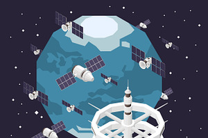 Orbital Space Station Isometric