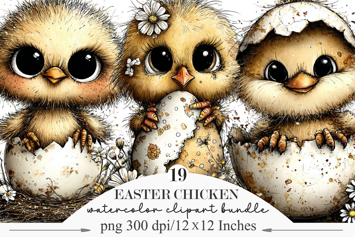 Easter Chicken Whimsical Clipart, an Illustration by Designking (Photo 1 of 5)