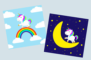 Set Of Cute Unicorn Vector