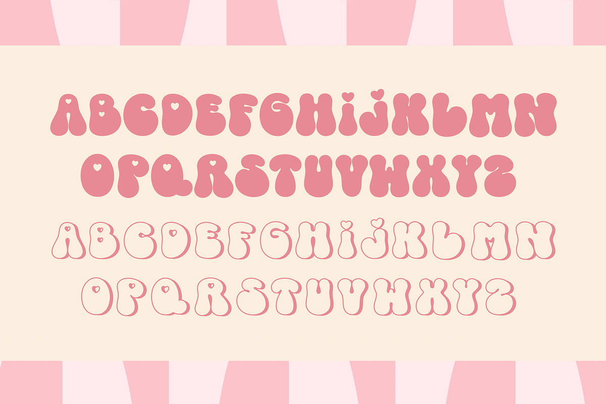Retro Heart Font + Clipart, a Handwritten Font by Babymimiart (Photo 5 of 7)