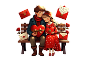 Prompt Valentine Day Couple Clipart, a Seasonal Illustration by Creative design (Thumbnail 2 of 7)