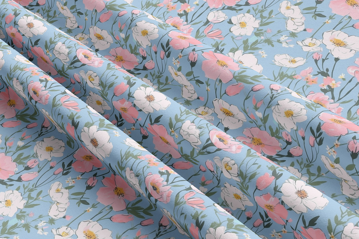 Blue & Pink Floral Patterns, a Pattern Graphic by Ninterints