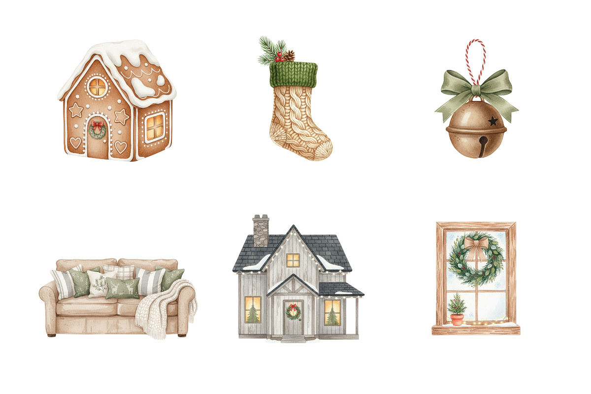 Neutral Rustic Christmas Clipart PNG, an Illustration by SinaCreation (Photo 3 of 5)