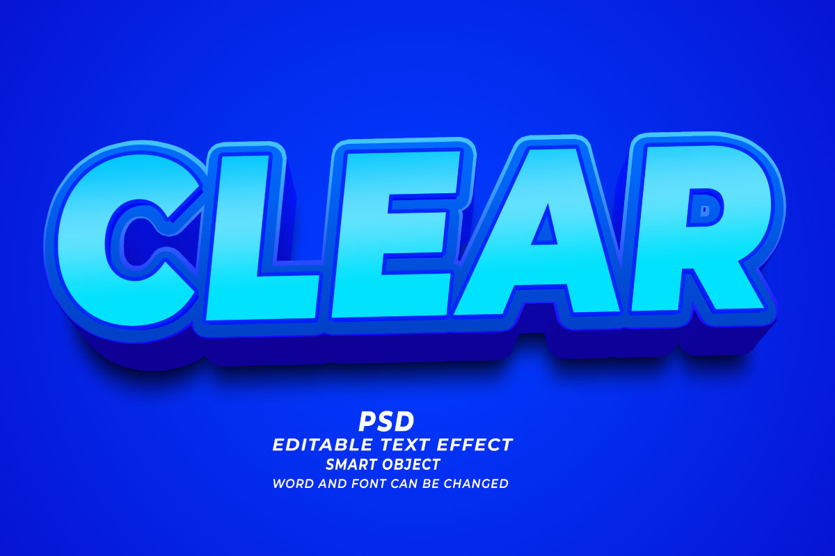 Clear 3D PSD Editable Text Effect, a Layer Style Add-On by TrueVector