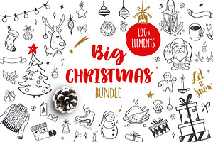Big Christmas Holiday doodle set