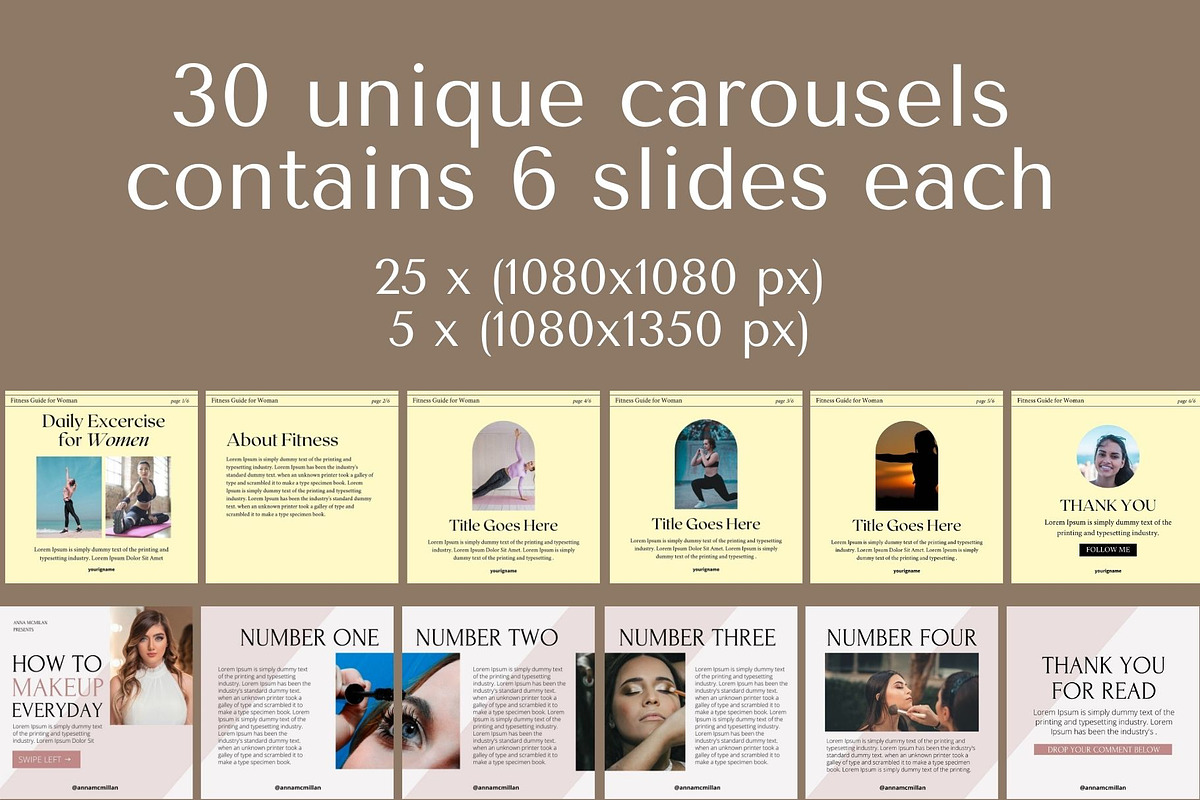 180 Instagram Carousel Bundle CANVA, a Social Media Template by bonadigitals (Photo 2 of 12)