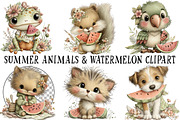 Summer Animals & Watermelon Clipart, an Illustration by OK Design (Thumbnail 2 of 6)