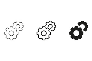 Three Gears Icons, Automation Symbol, an Illustration by Gentle Studio