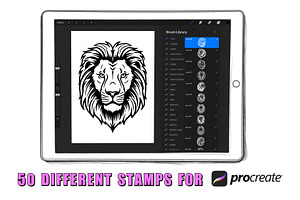 50 Lion Procreate Stamps Brushes