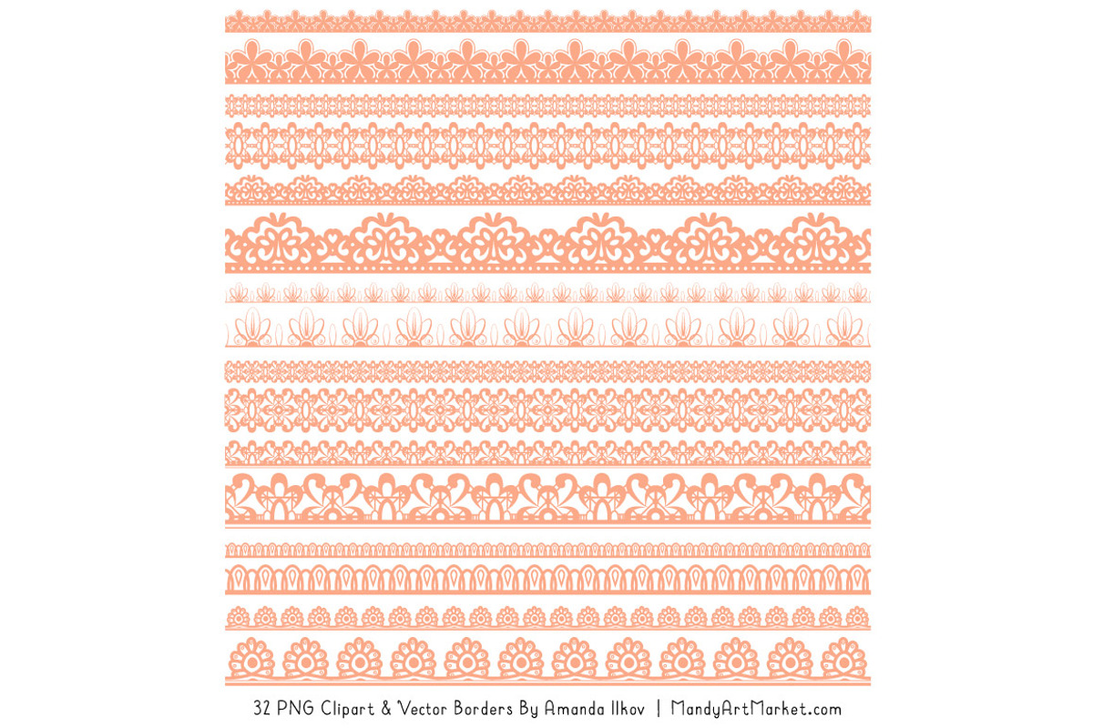 Peach Lace Clipart Borders, an Illustration by Amanda Ilkov (Photo 3 of 5)