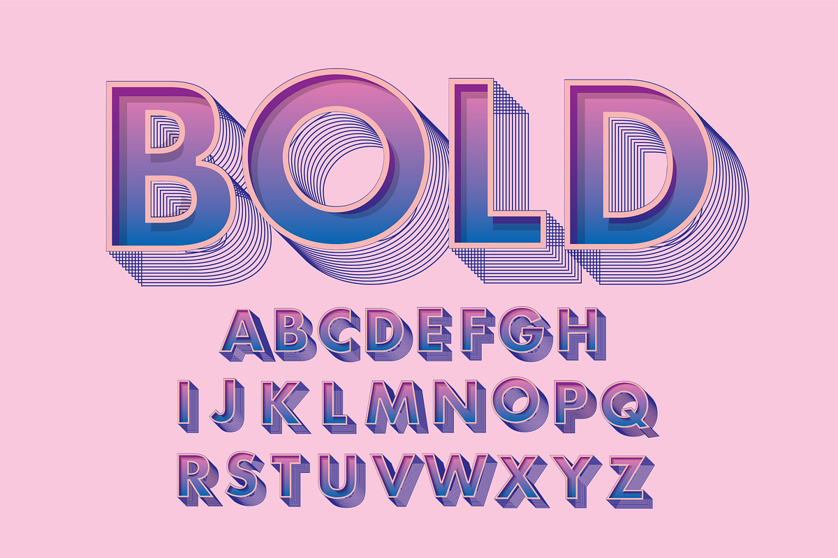 typography with outlined shadow, an Illustration by lyeyee