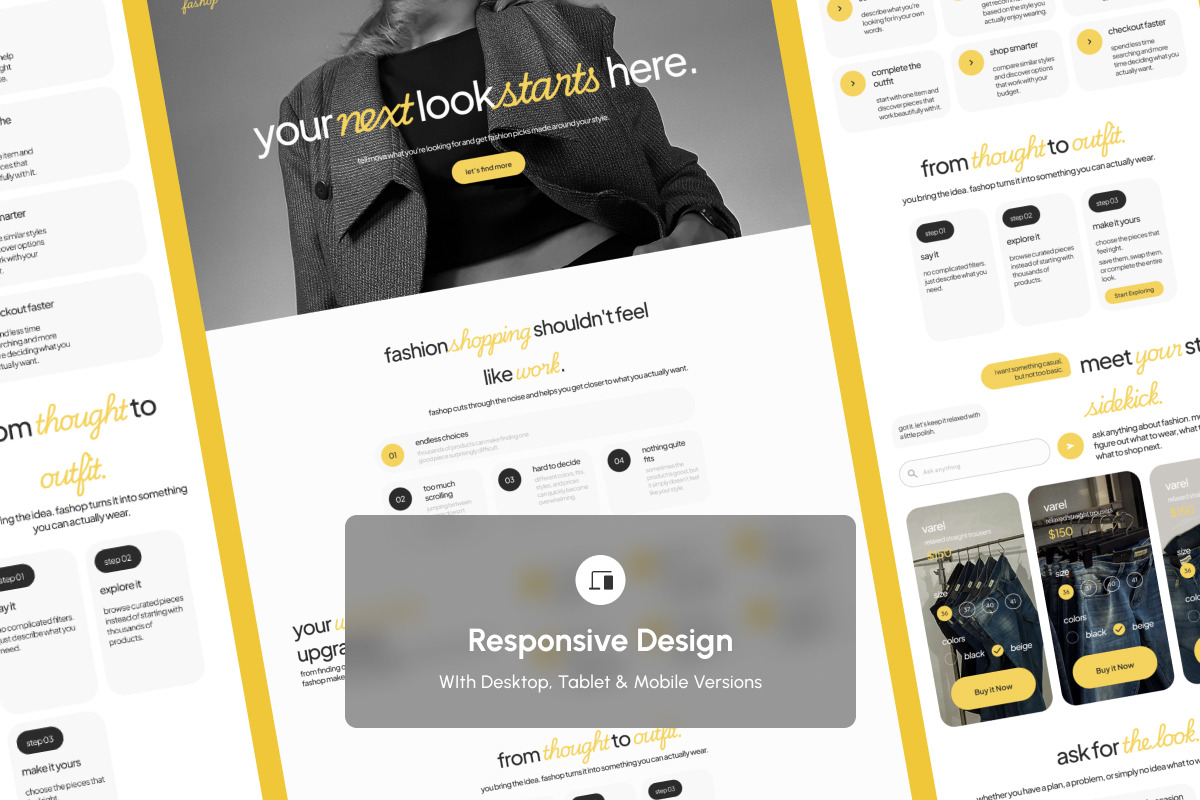Fashop AI Fashion Sales Agen Landing, a Landing Page Template by productype1 (Photo 3 of 5)