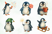Watercolor Cute Christmas Penguins, an Illustration by Creative Art (Thumbnail 9 of 10)