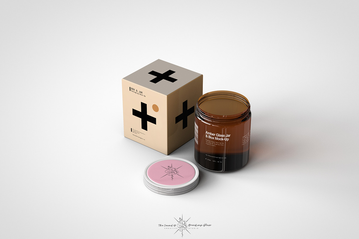 Amber Cosmetics Jar & Box Mock-Up, a Product Mockup by TSOBG (Photo 11 of 18)