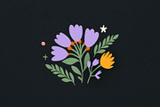 Folk Art Cat, Duck & Flowers, an Animal Illustration by Parisa-Artstudio (Thumbnail 5 of 8)