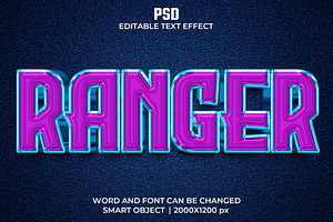 Ranger 3d Editable Text Effect Style