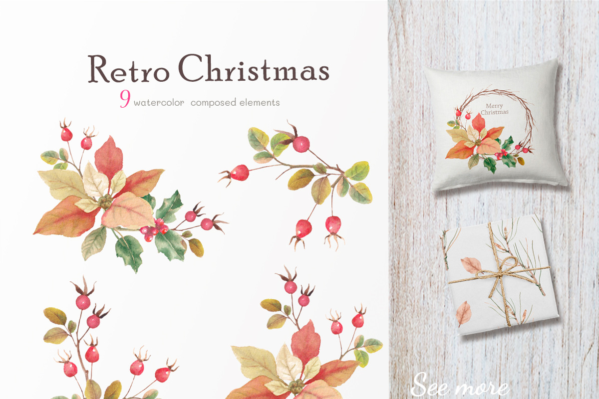 Retro Christmas, a Decorative Illustration by oKOLOstyle (Photo 6 of 8)