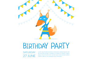 Birthday Party Banner Template with, an Object Illustration by TopVectors