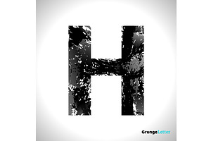 Grunge Vector Letter H. Black Font