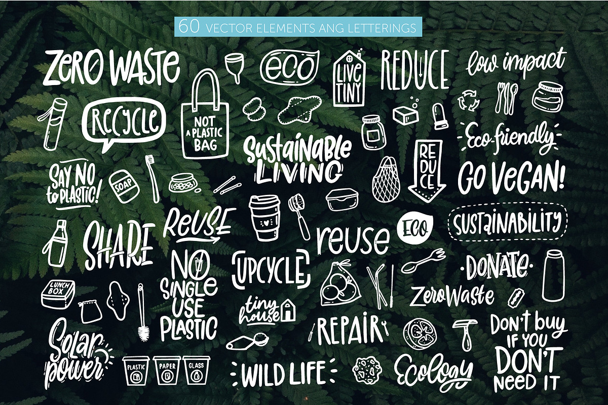 Zero waste & Eco living Pack, an Illustration by Nina's Illustration Shop (Photo 3 of 8)