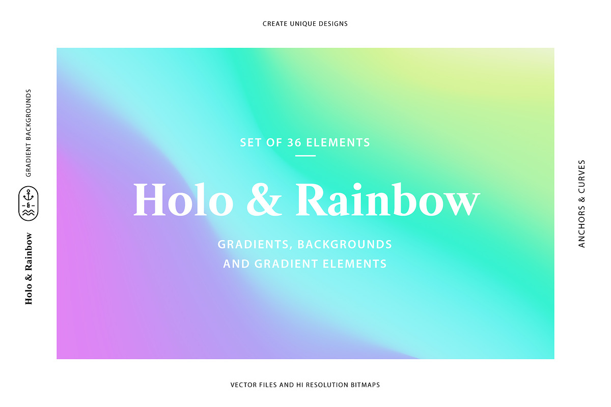 Holo&Rainbow Gradient Background Set, a Texture Graphic by Anchors_and_Curves (Photo 1 of 8)