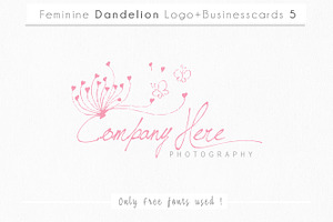 feminine dandelion logo+businesscard