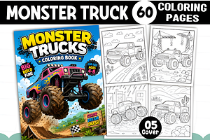 MONSTER TRUCK COLORING BOOK for KIDS, a Decorative Illustration by Coco Bloom
