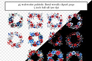 Patriotic Watercolor Floral Wreaths, an Object Graphic by AllTheKewtClipart (Thumbnail 4 of 5)