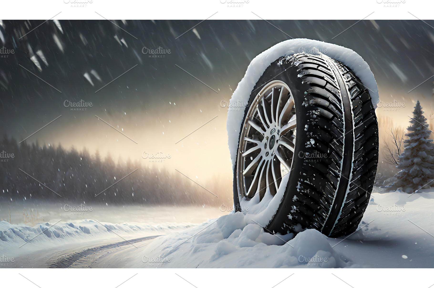 A winter tire with snow on a road, a Transportation Photo by Igor Tichonow