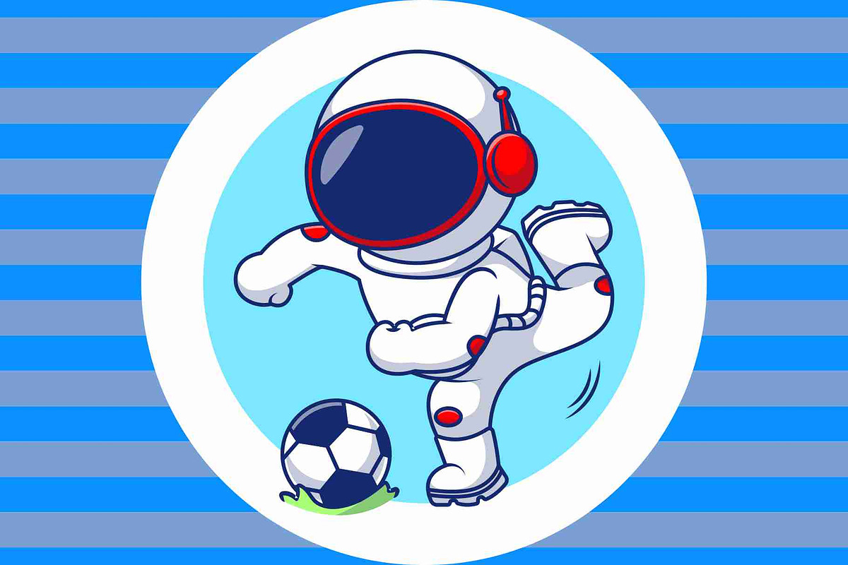 Cute Astronaut Playing Soccer Ball, a Sport Illustration by Artstorystudio (Photo 2 of 3)