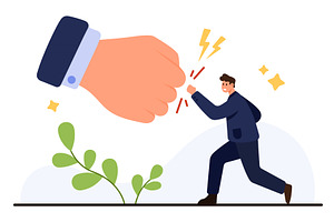 Businessman Faces Giant Authority, an Object Illustration by Flashvector