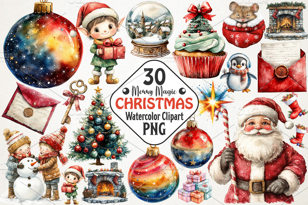 Merry Magic Whimsical Christmas PNG, an Illustration by RobertsArt (Photo 1 of 7)