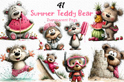Funny Summer Teddy Bear Clipart, an Illustration by Craft Nest (Thumbnail 1 of 12)