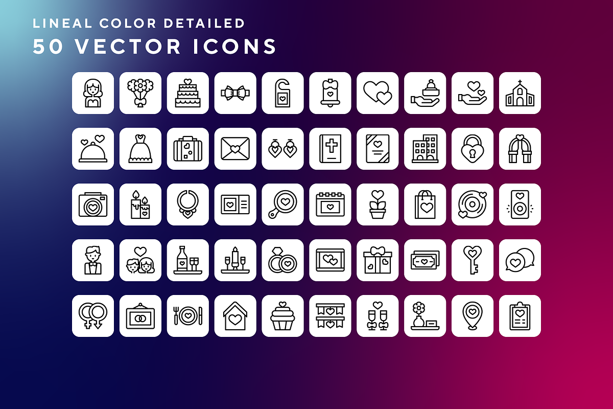 Wedding icons, an Outline Icon by Wencory (Photo 1 of 2)