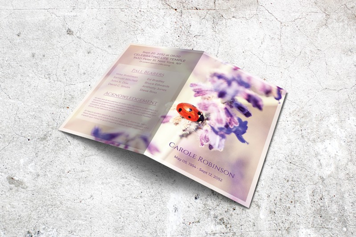 Ladybug Funeral Program Template, a Brochure Template by Final Tribute (Photo 5 of 5)