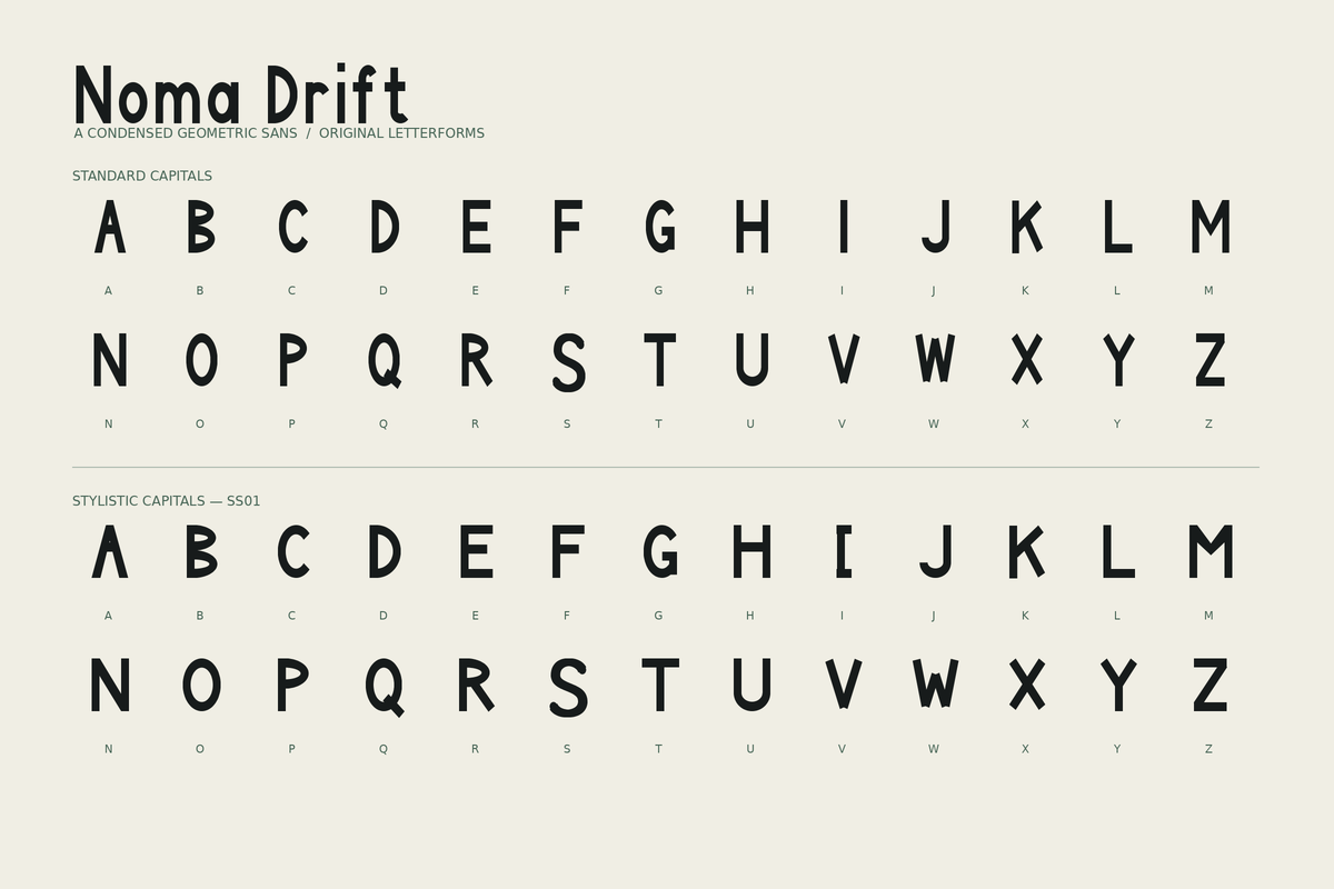 Noma Drift - Bold Condensed, a Sans Serif Font by Colorsfav (Photo 2 of 10)