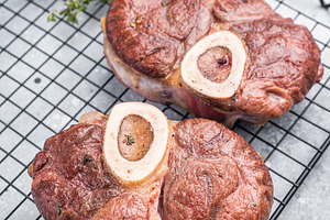 Tender veal osso buco, cross cut shank simmered in rich sauce, a, a Food & Drink Photo by composter-box@mail.ru