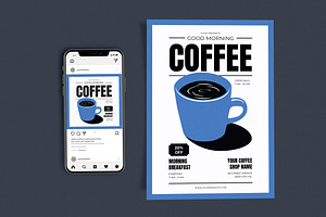 Classic Blue Coffee Shop, a Flyer Template by Me55enjah Design