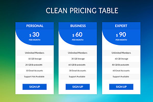 Clean Pricing Tables