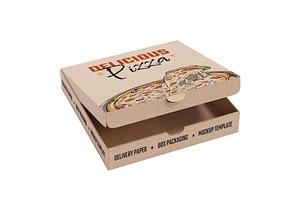 Pizza Box Packaging Paper Mockup