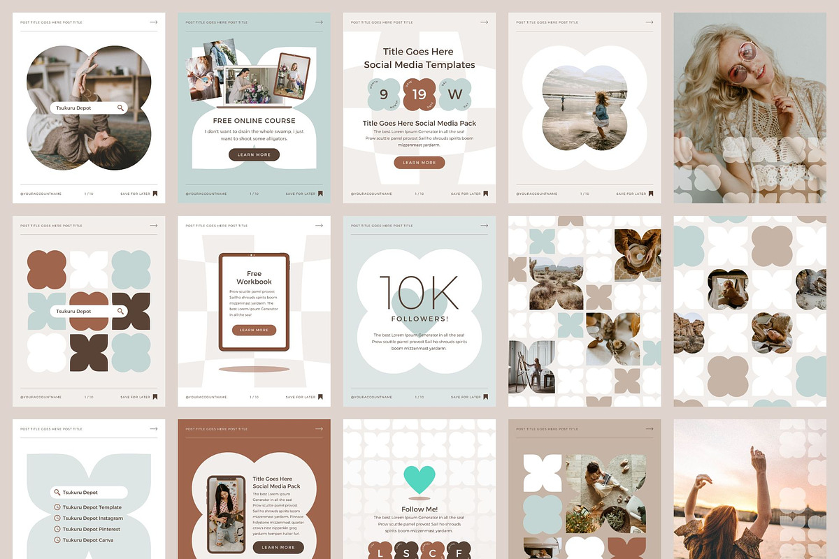 Instagram Template Canva Pack Mint, a Social Media Template by Keikoya (Photo 7 of 21)