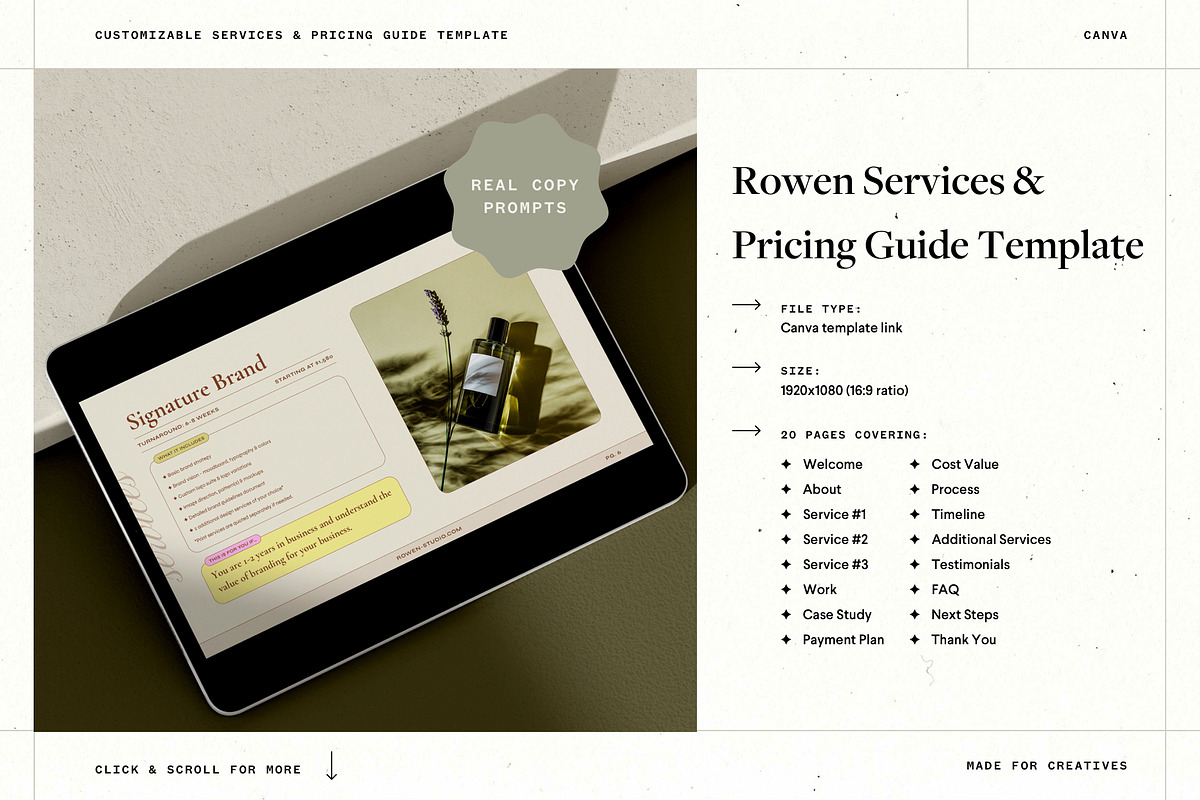Services and Pricing Guide Canva, a Presentation Template by Made for Creatives (Photo 3 of 10)